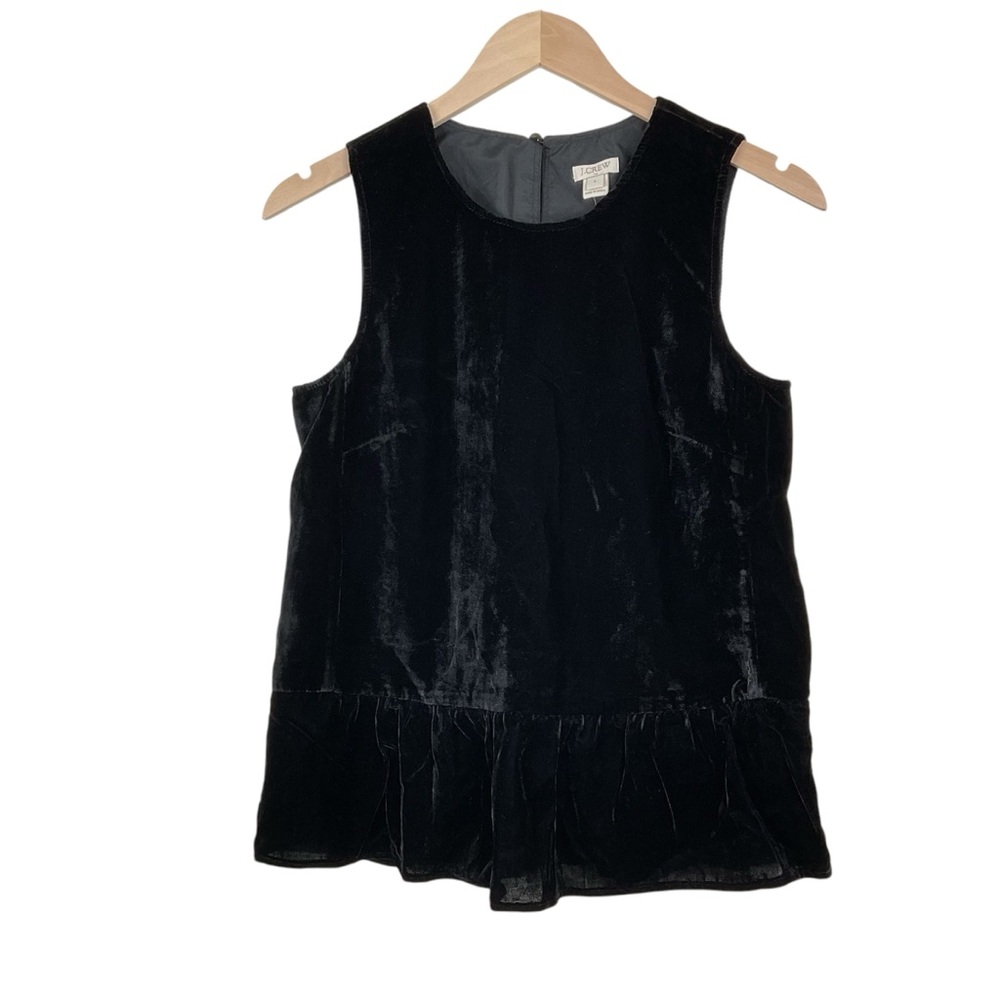 J. Crew Black Velvet Peplum Tank Top Size 2